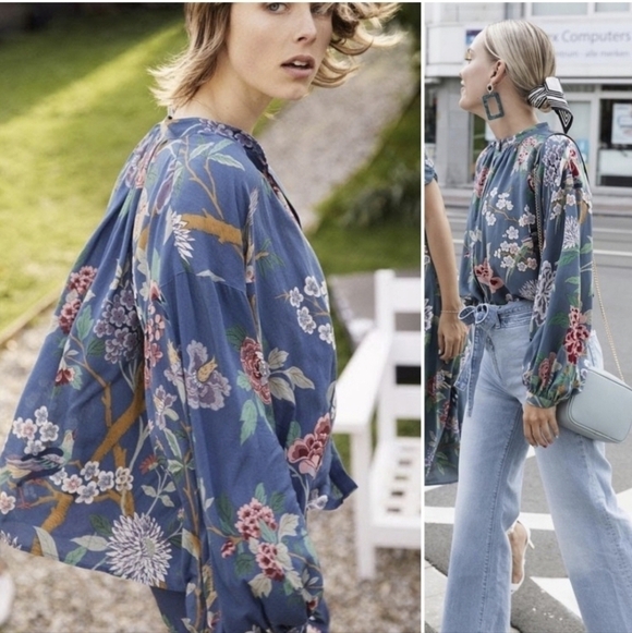 H&M Tops - GP & J Baker X H&M Feminine Floral Cottagecore Boho Flowy Top, Size M - US  6